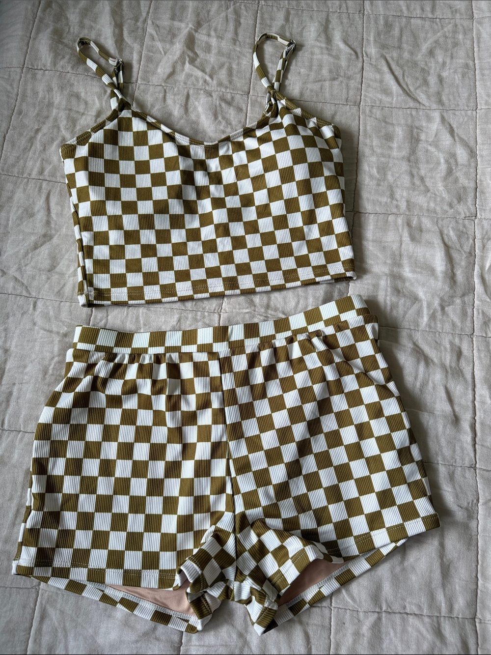 Geode Women’s Checkered Olive & White swim suit